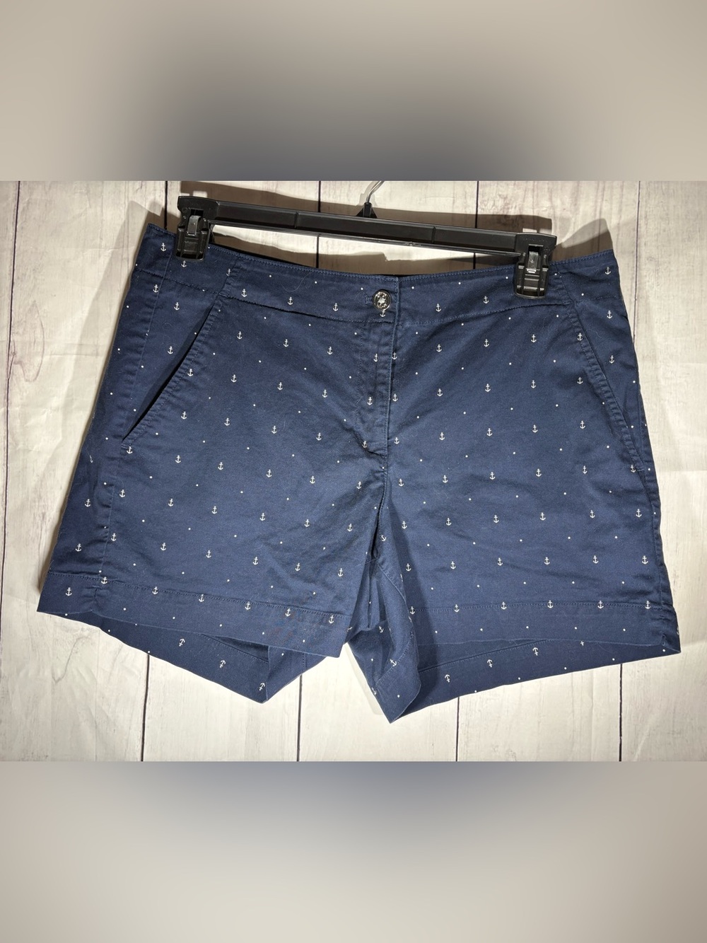 Nautica Navy Anchor Microprint Flat Front Shorts